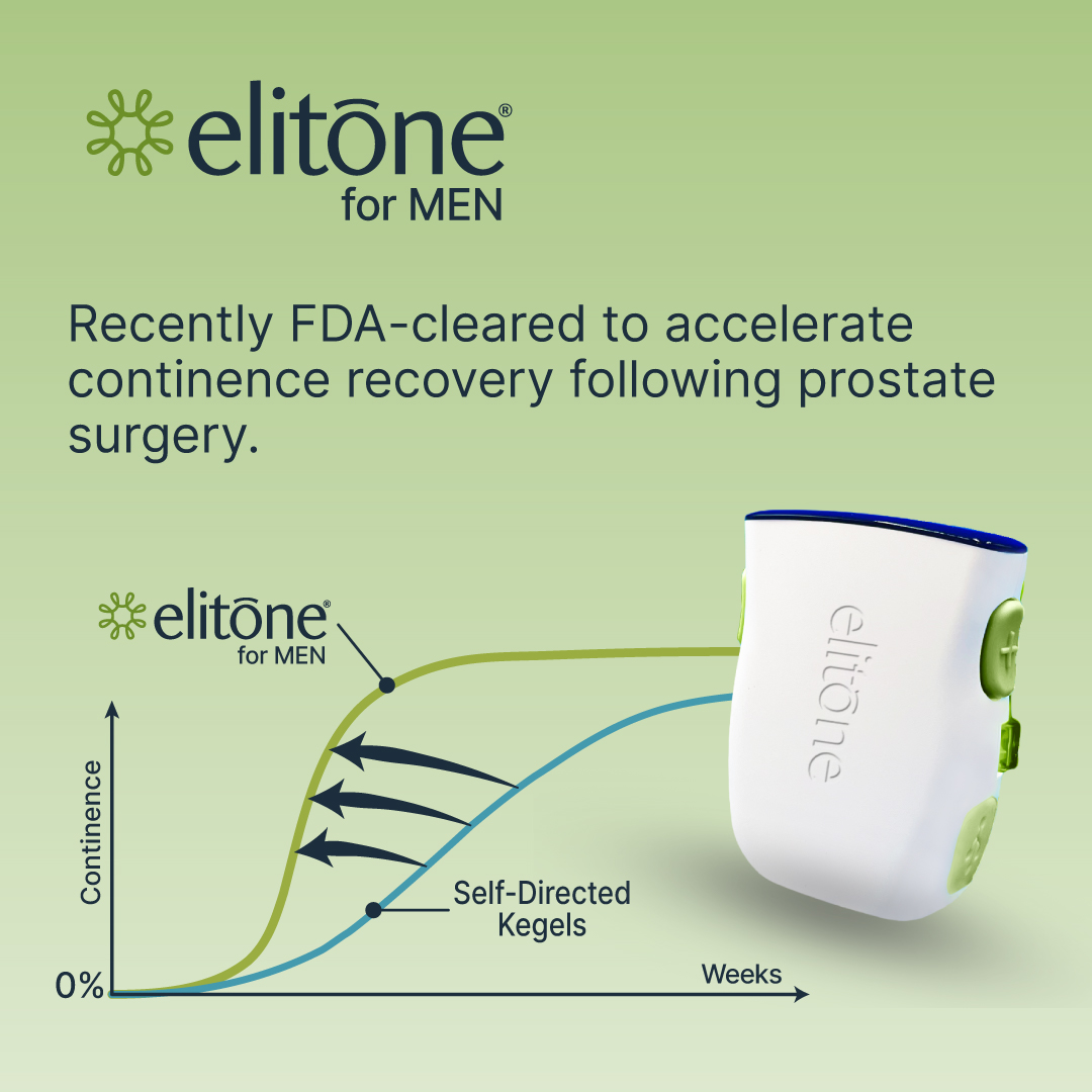 Elitone for Men is FDA-cleared to accelerate continence recovery following prostate surgery.